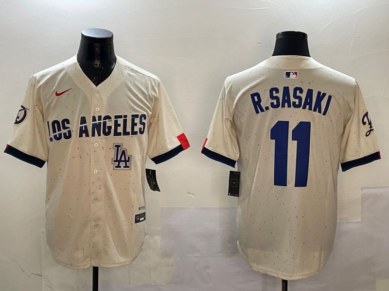 Men Los Angeles Dodgers 11 R.Sasaki Cream Fashion Game 2025 Nike MLB Jersey style 5